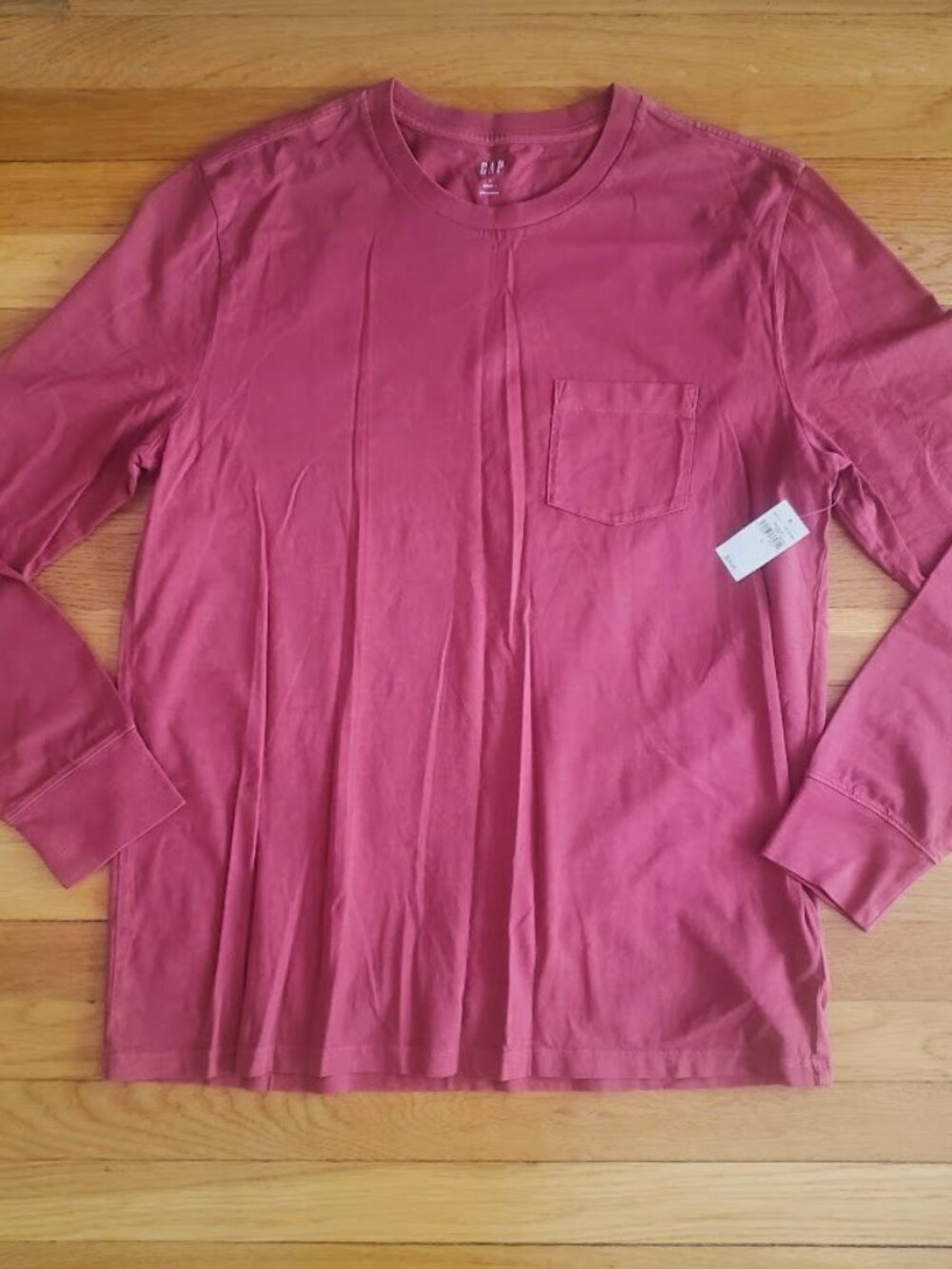 Gap Men's Pocket Long Sleeve T Shirt New Size L Terracotta color